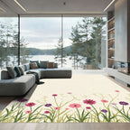 Whimsical Pink Purple Floral Meadow Rug
