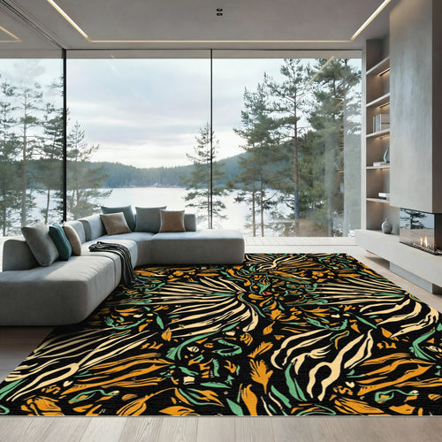 Bold Abstract Jungle Foliage Rug