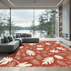 Terracotta Tropical Leaf Silhouette Rug