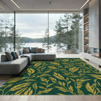 Gold Leaf Vine Emerald Backdrop Rug