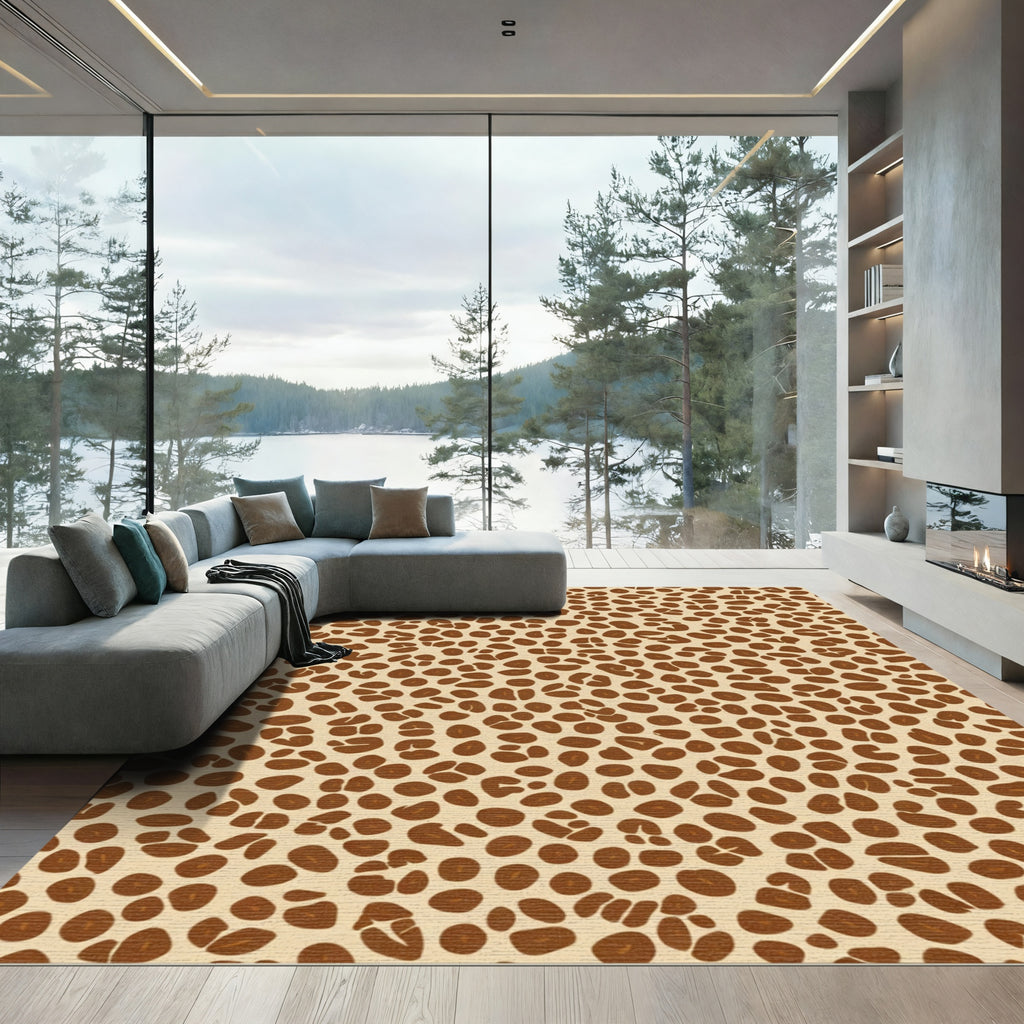 Brown Leopard Spot Textured Rug