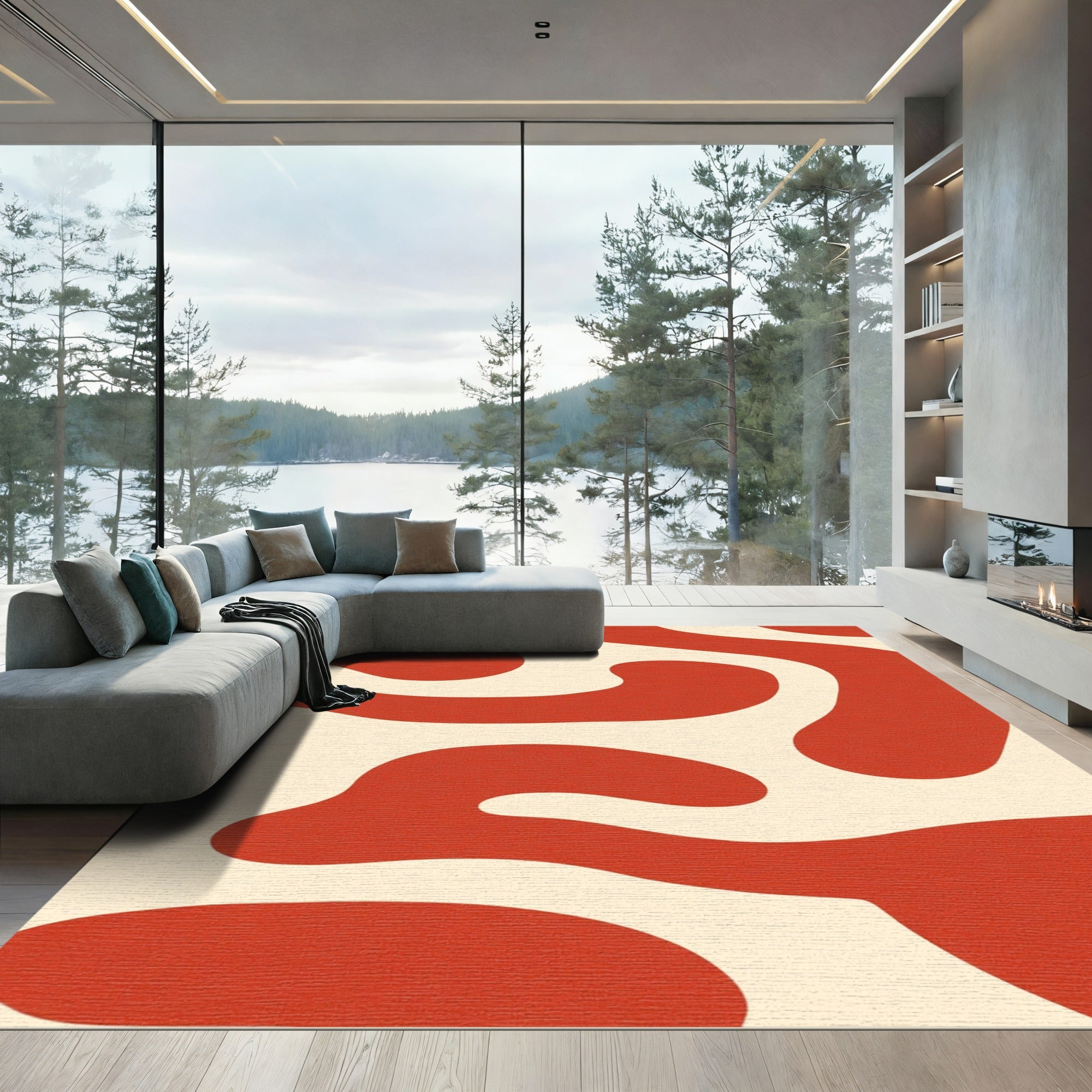 Retro Cream Organic Groovy Rug