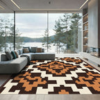 Retro Navajo Geometric Terracotta Rug