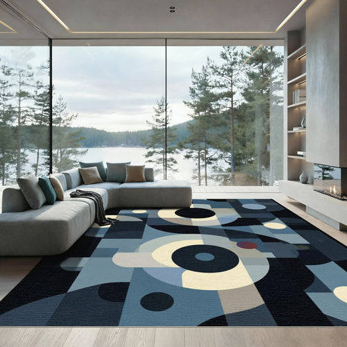 Abstract Geometric Circles and Squares Rug