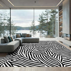 Bold Black White Abstract Zebra Stripes Rug