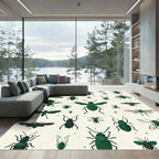 Dark Green Insect Collage Rug