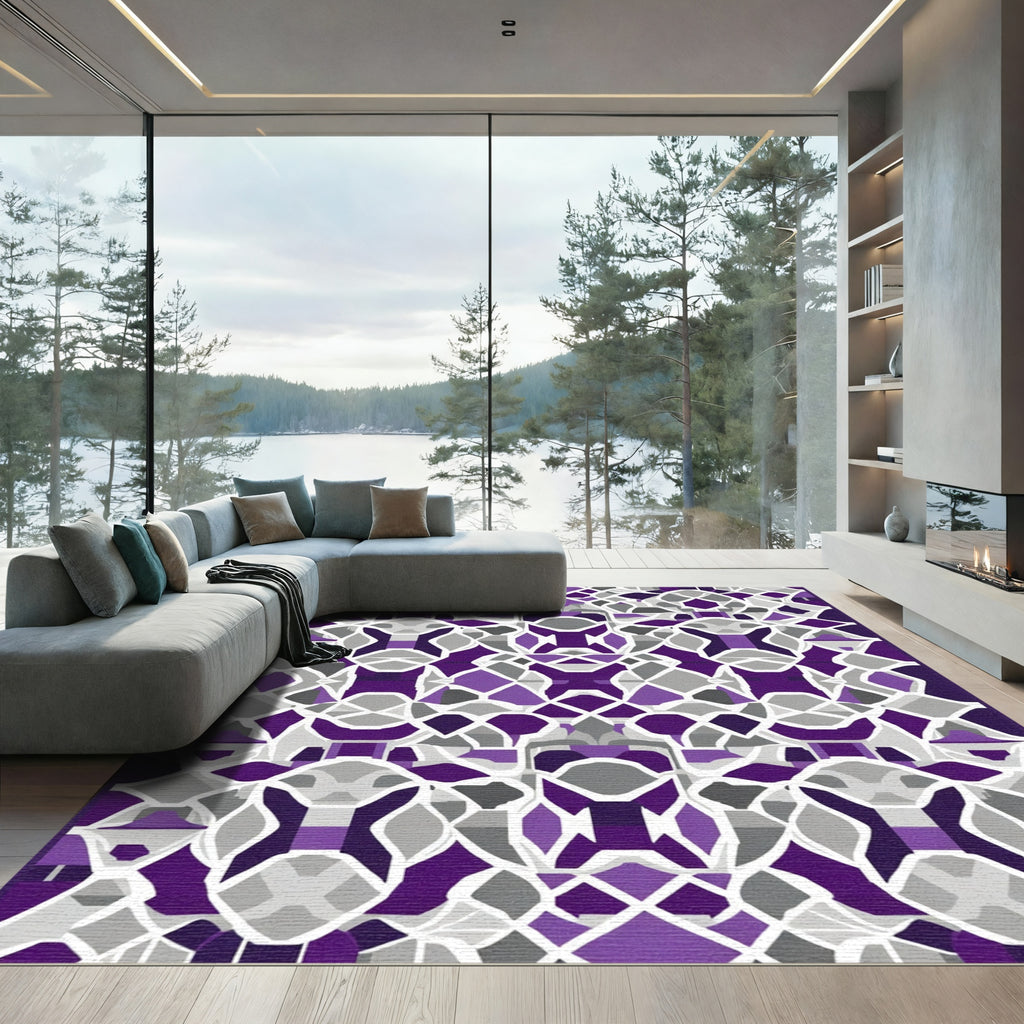 Royal Purple Geometric Art Deco Rug