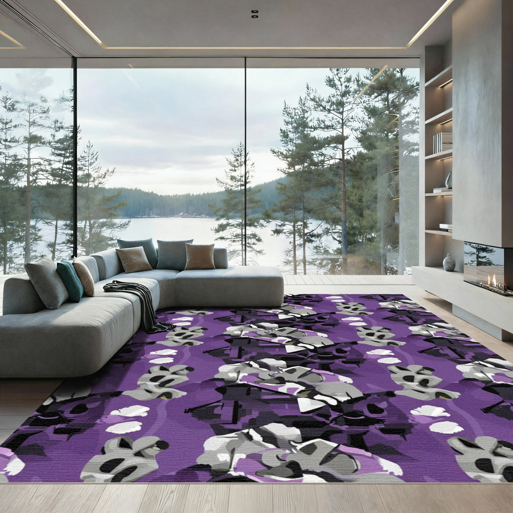 Purple Abstract Graffiti Figure Rug