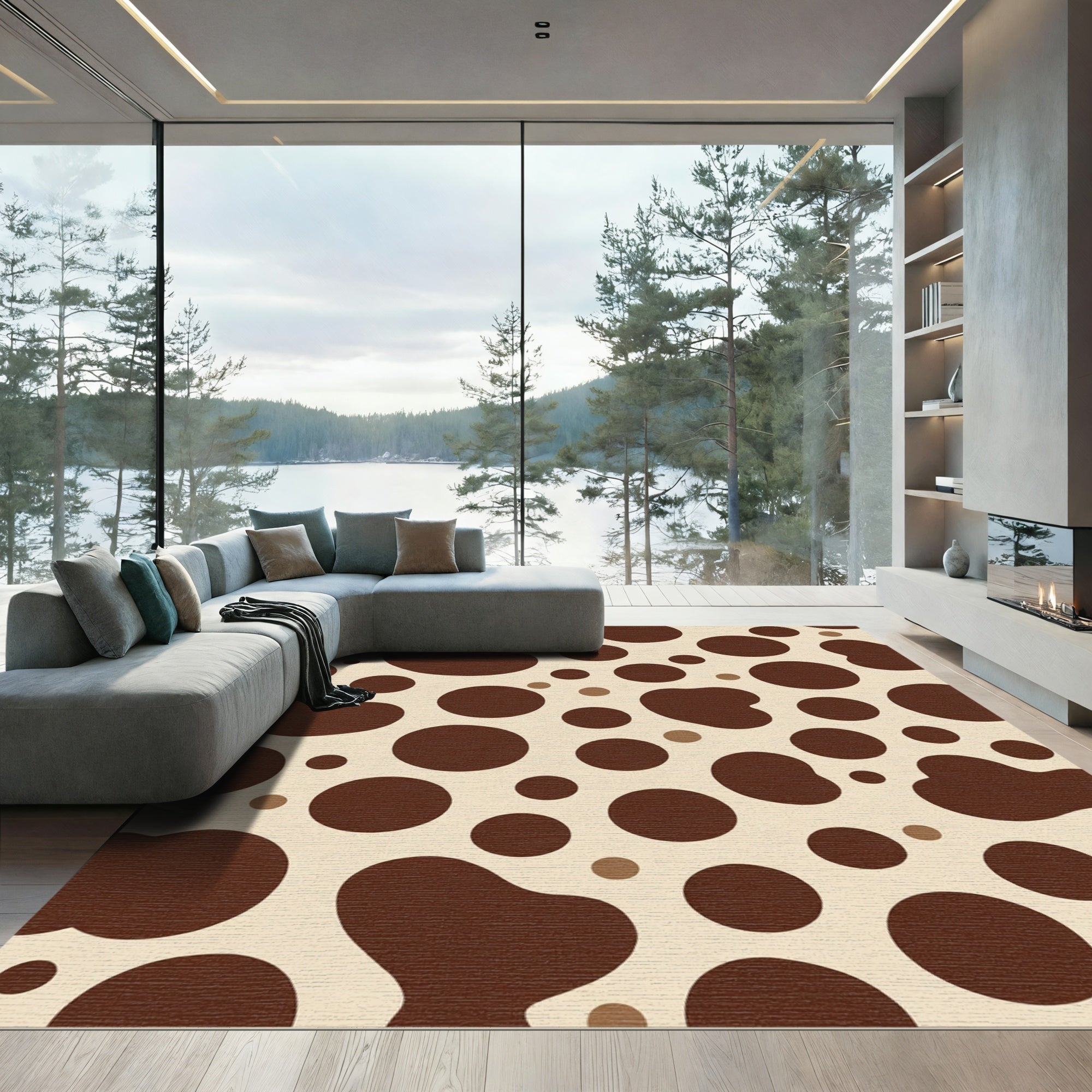 Brown Cream Spotted Organic Rug