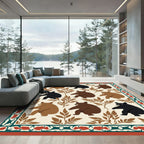 Woodland Bears Bordered Cream Illustration Rug