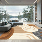 Earthy Tone Abstract Organic Swirl Rug