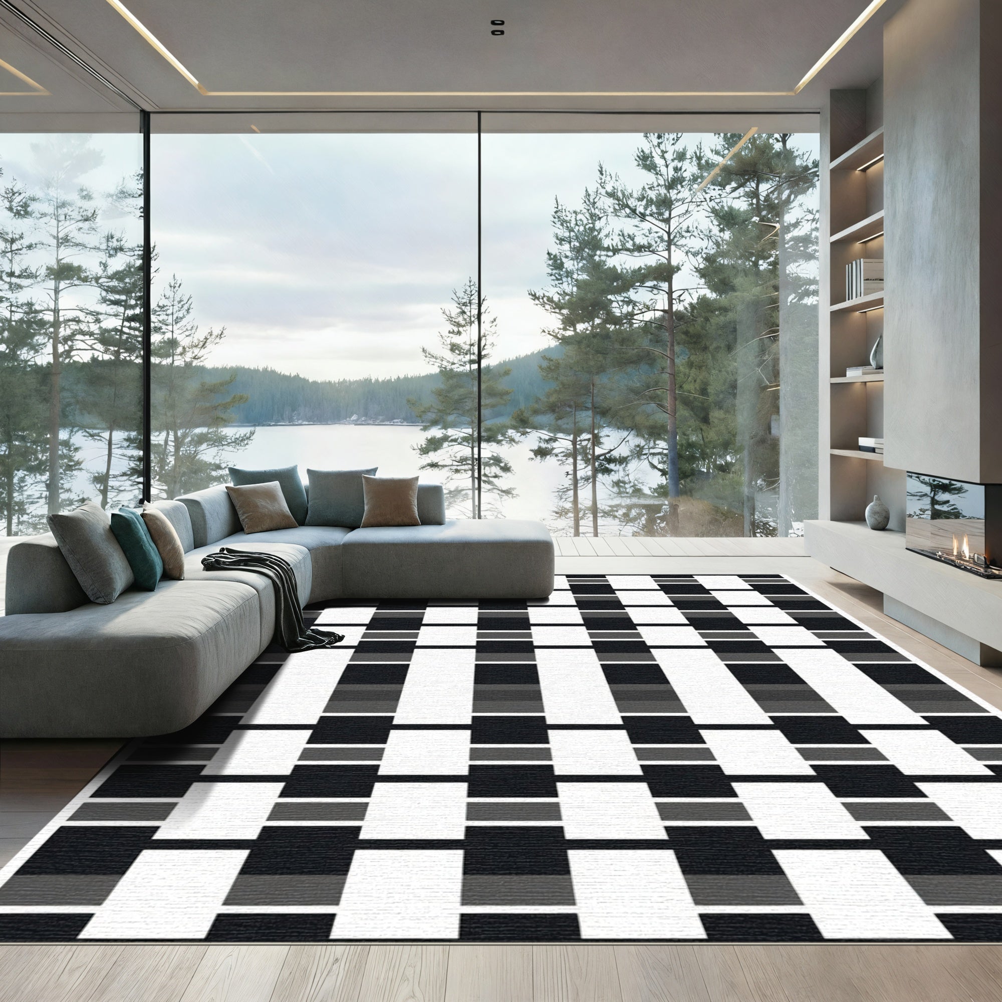 Monochromatic Geometric Block Tonal Rug