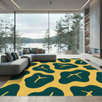 Modern Teal Organic Tree Shape Rug