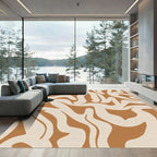 Burnt Orange Cream Swirl Abstract Rug