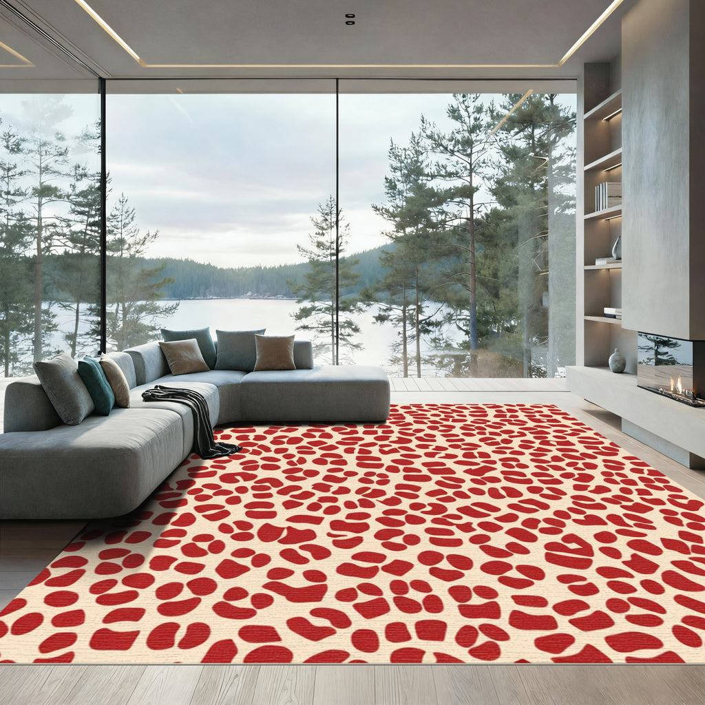 Cream Red Giraffe Spots Variation Rug