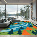 Autumn Forest River Trees Rug
