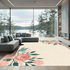 Pink Rose Leaf Garland Arrangement Rug