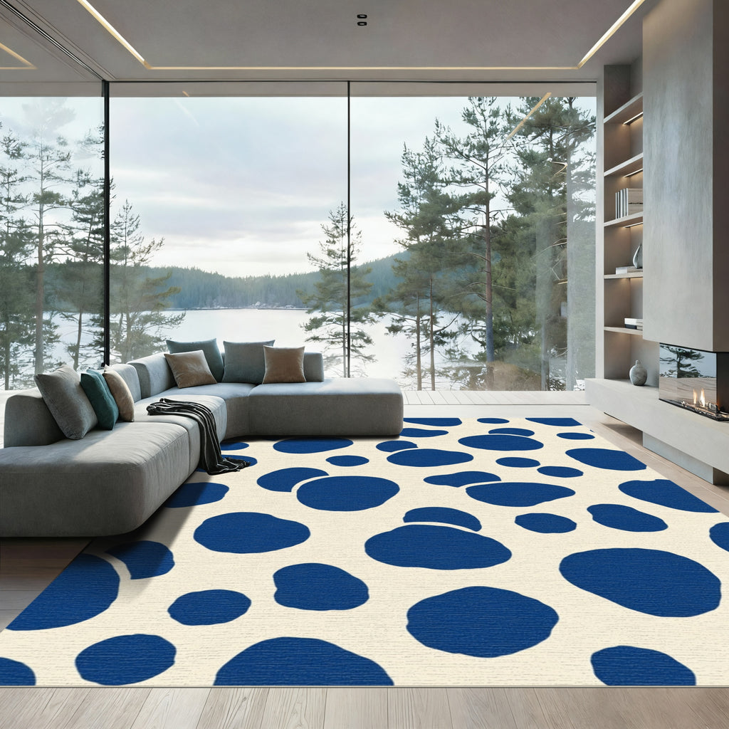 Navy Blue Blob Scatter Rug