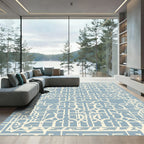 Pale Blue Geometric Labyrinth Rug