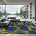 Bold Yellow Tiger Blue Chain Medallion Rug