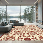 Maroon Floral Butterfly Meadow Rug