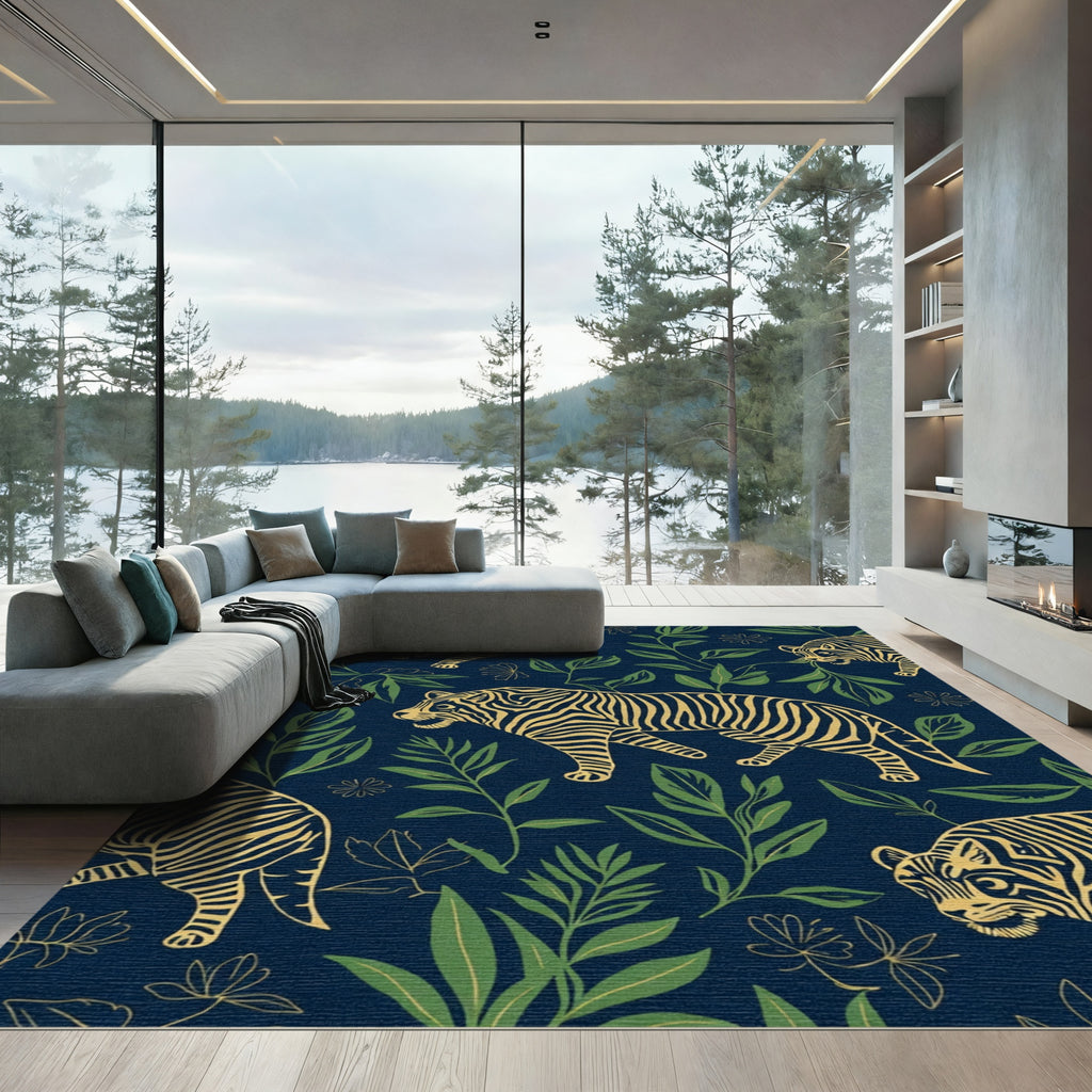 Golden Tigers Amongst Green Foliage Rug