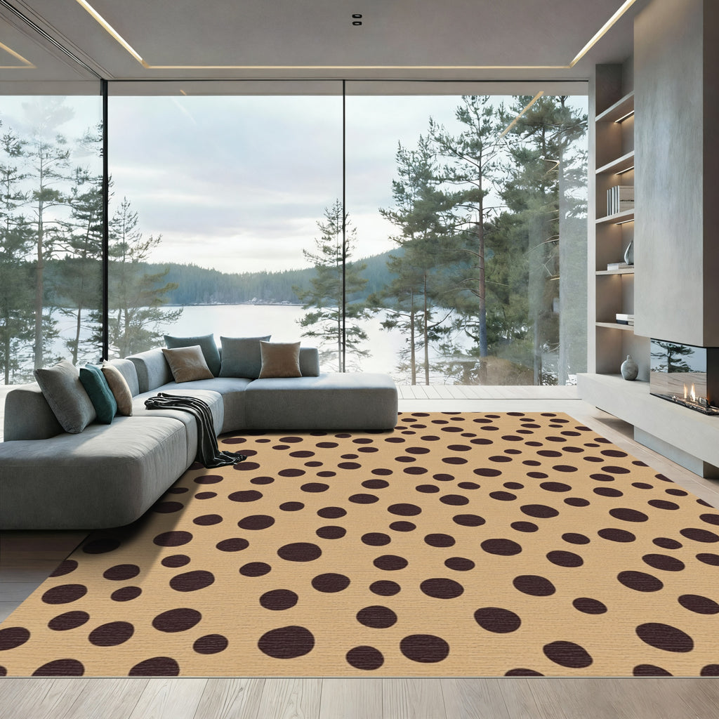 Tan Dark Circle Scatter Rug