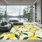 Yellow Lemon Branch Blossom Botanical Rug