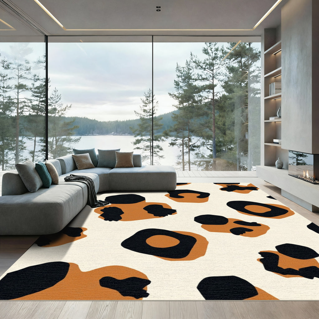 Brown Black Leopard Spots Rug