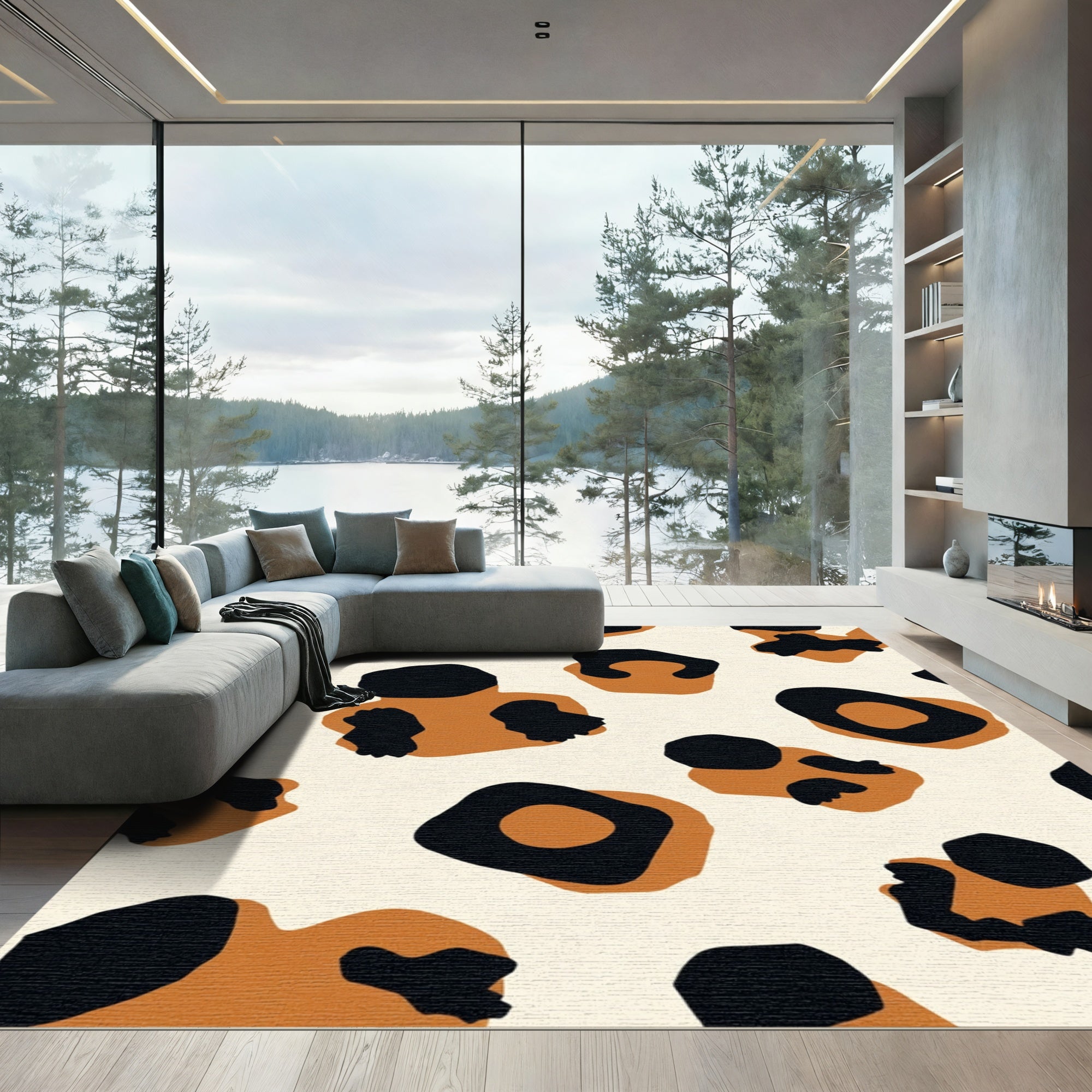Brown Black Leopard Spots Rug