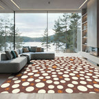 Brown Cream Orange Polka Dot Orb Rug