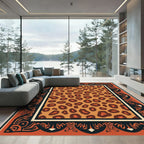 Bold Orange Leopard Spot Border Rug