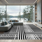 Monochromatic Grid Abstract Weave Rug