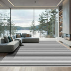 Black White Thin Stripe Rug
