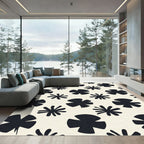 Black Floral Starburst Scatter Rug
