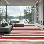 Crimson White Horizontal Stripe Accent Rug