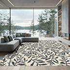 Dark Blue Leafy Vine Branch Rug