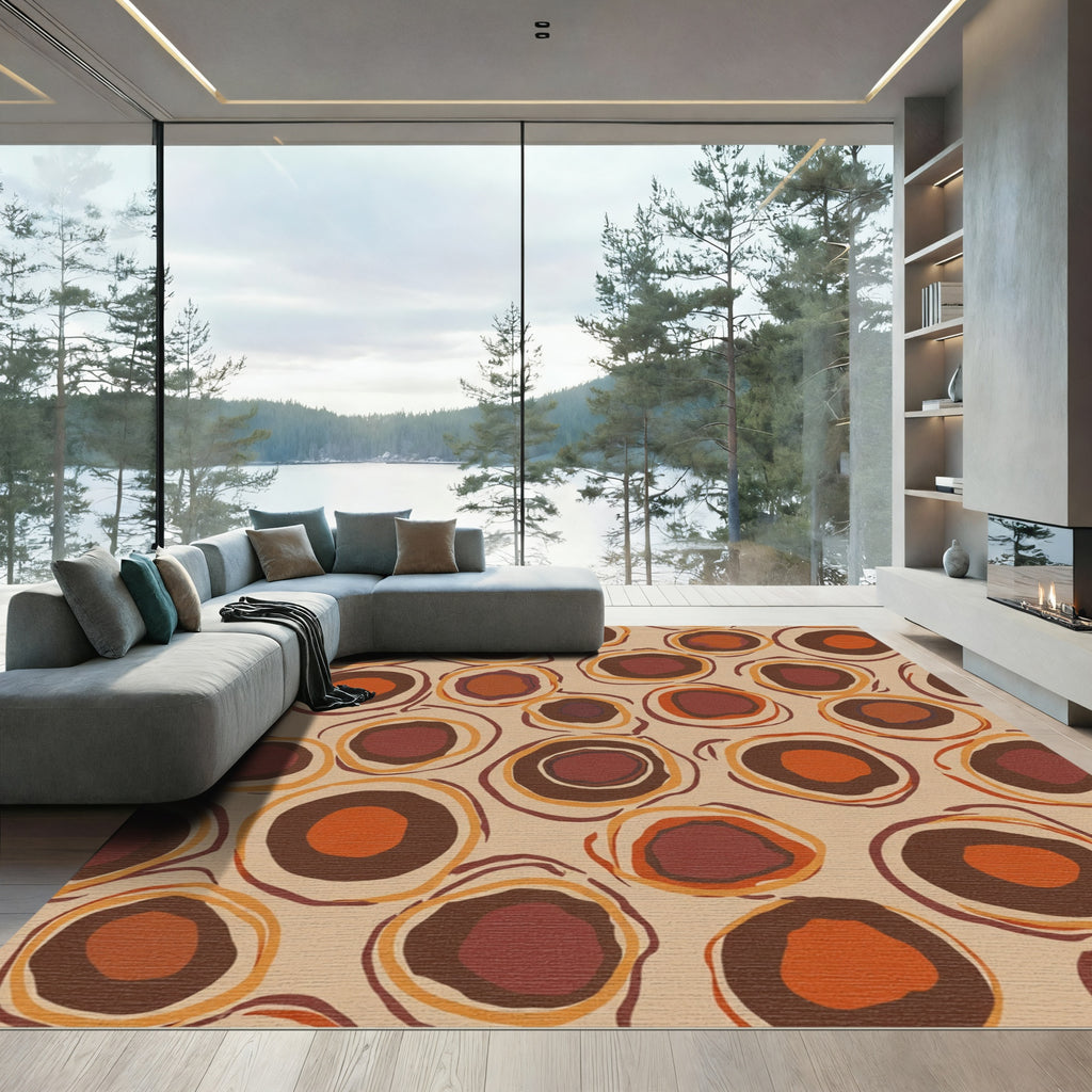Earthy Tone Abstract Circles Rug