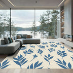Deep Blue Foliage Silhouette Rug