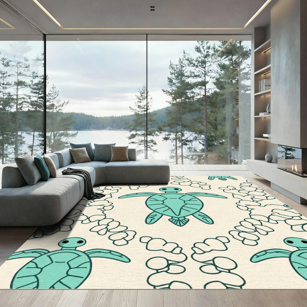 Aqua Sea Turtle Cascade Repeat Rug