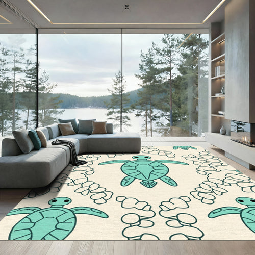 Aqua Sea Turtle Cascade Repeat Rug