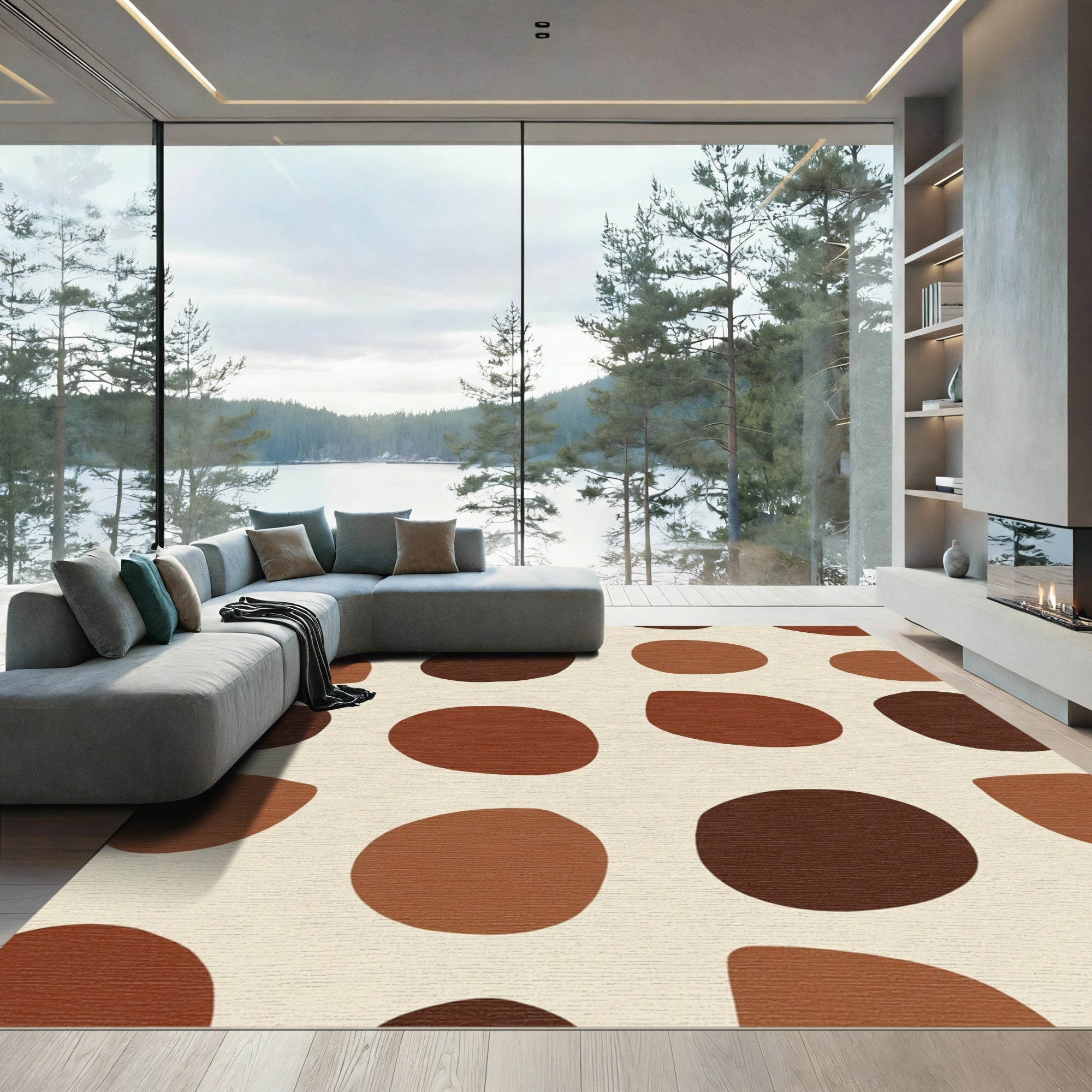 Earthy Tone Abstract Blob Rug