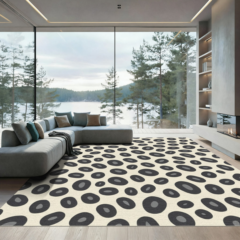 Cream Black Blotch Spot Rug