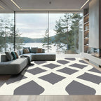 Gray and Cream Lattice Diamonds Rug