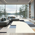Geometric Arc Terracotta Blue Palette Rug