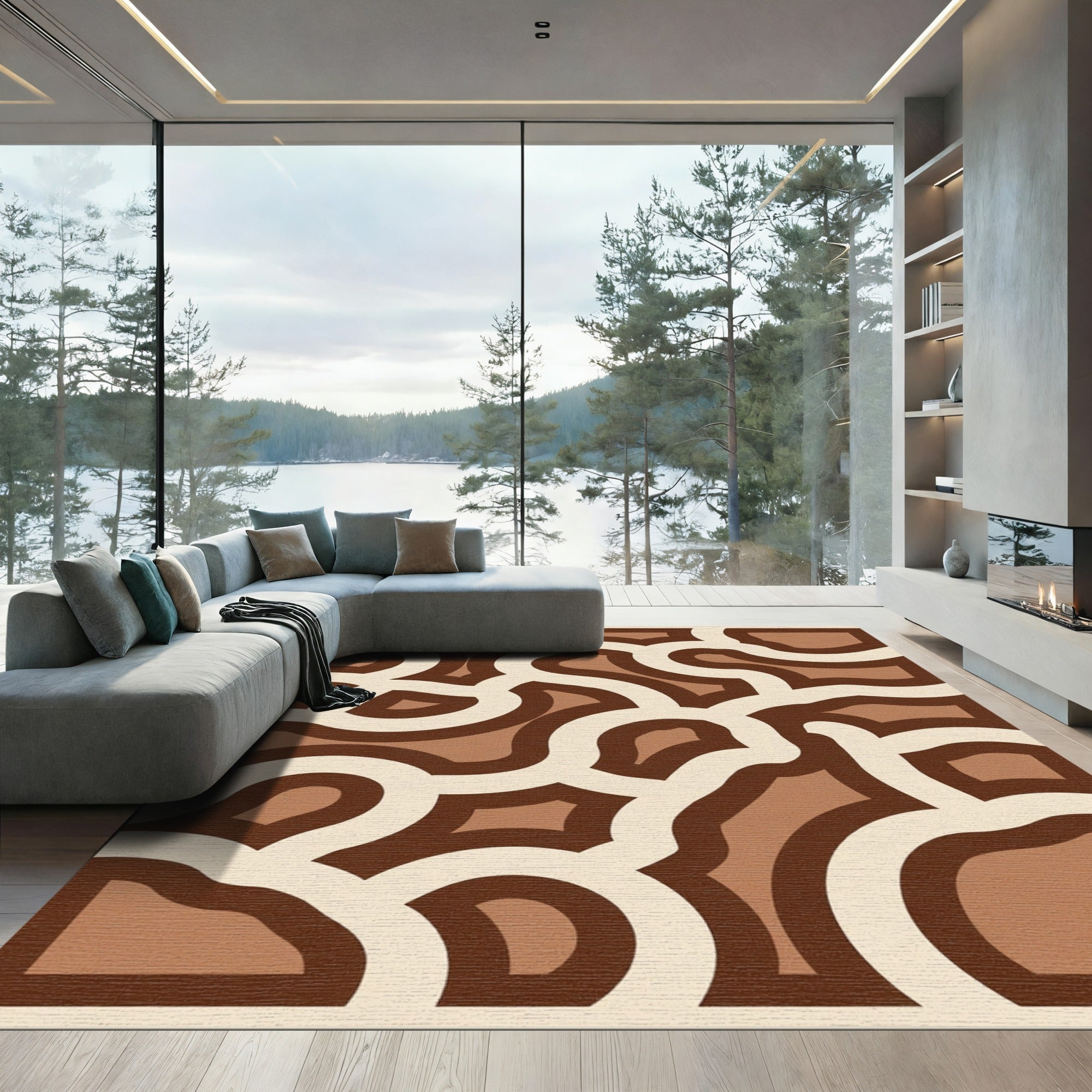 Earthy Tones Abstract Blob Rug