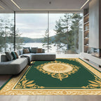 Emerald Golden Sun Medallion Border Rug