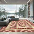 Red Beige Gingham Border Rug
