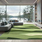 Shaded Green Abstract Landscape Waves Rug
