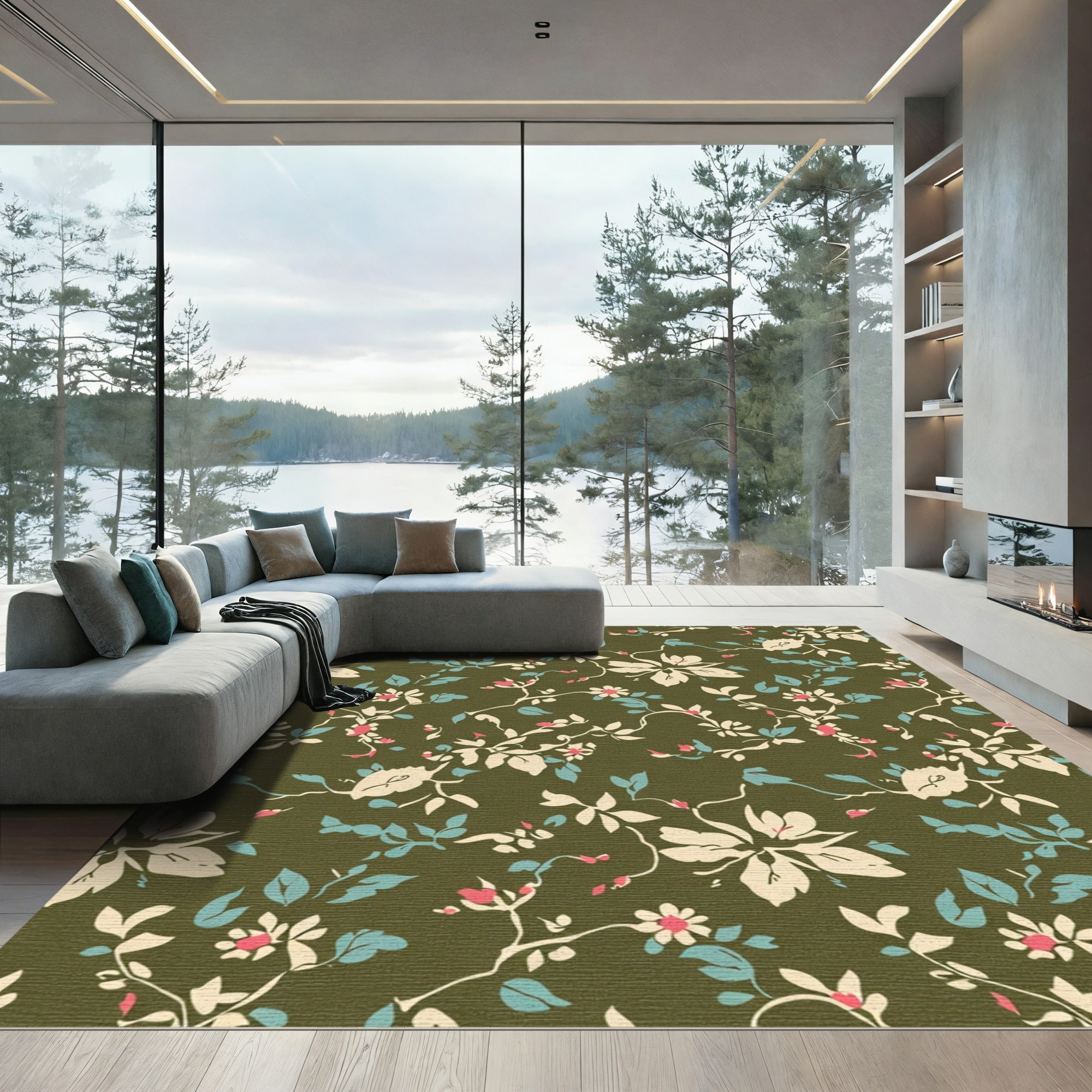 Vintage Cream Floral Branches Rug